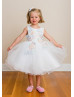 Beaded Multi Pink Lace Tulle Embroidery Flower Girl Dress